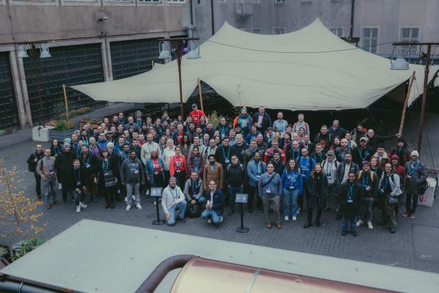 Group photo at DrupalCamp Berlin 2024 with 160 attendees