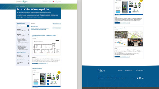 Web-Ansicht des Projekts "Vernetzung für die nachhaltige Stadtentwicklung: Modellprojekte Smart Cities", bereitgestellt durch die erdfisch GbR