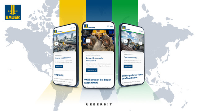 Mockup der mobilen Ansicht Website der BAUER-Gruppe, eine Case Study der UEBERBIT GmbH.