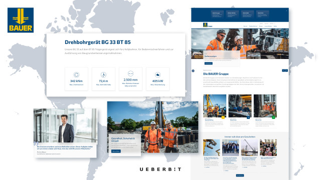 Mockup der Website der BAUER-Gruppe, eine Case Study der UEBERBIT GmbH.