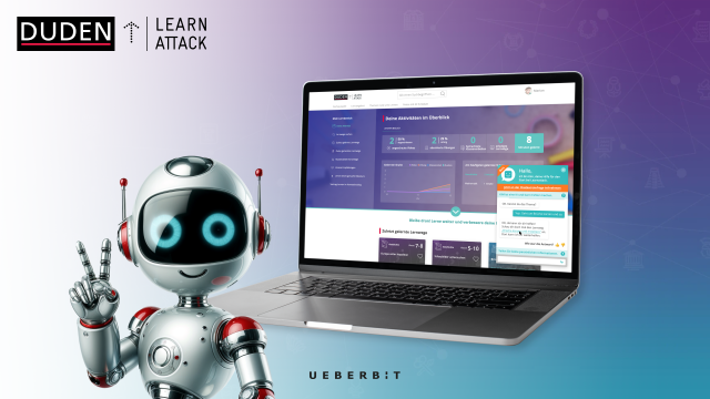 Mockup mit der Web-Ansicht der Website von Duden Learnattack, bereitgestellt durch die UBERBIT GmbH