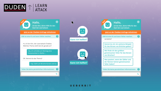 Mockup mit der Web-Ansicht der Website von Duden Learnattack, bereitgestellt durch die UBERBIT GmbH