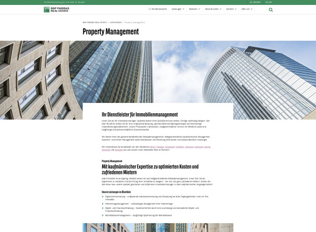 Web-Ansicht der Website BNP Paribas, bereitgestellt durch die undpaul GmbH
