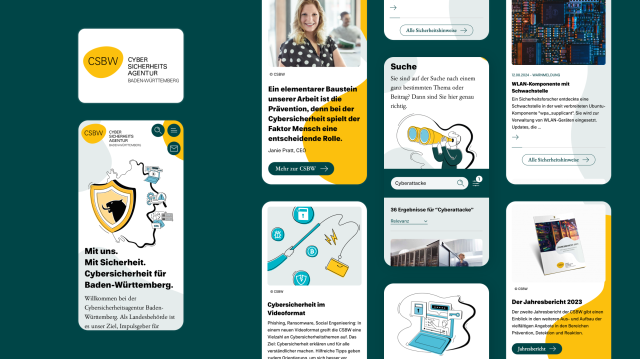 Mobile Ansicht der Website für die neue Behörde Cybersicherheitsagentur Baden-Württemberg, bereitgestellt durch Sirup GmbH