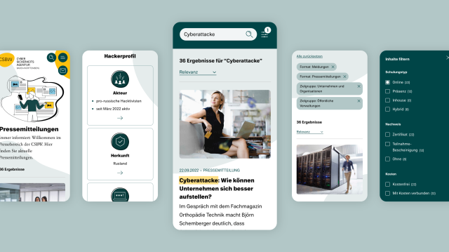 Mobile Ansicht der Website für die neue Behörde Cybersicherheitsagentur Baden-Württemberg, bereitgestellt durch Sirup GmbH