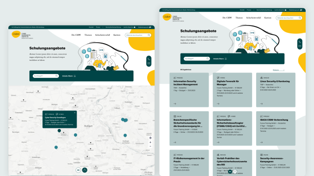 Ansicht der Website für die neue Behörde Cybersicherheitsagentur Baden-Württemberg, bereitgestellt durch Sirup GmbH