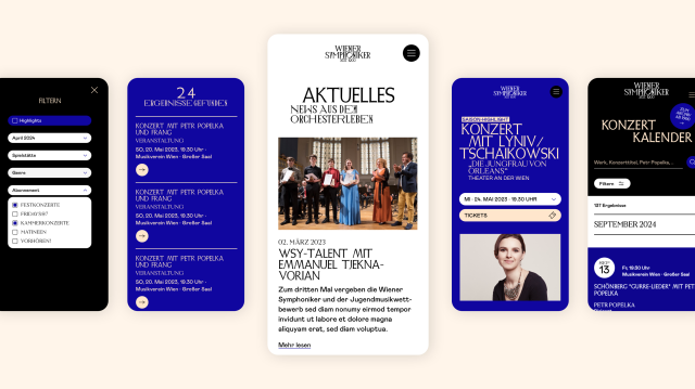 Mobile Ansicht des News-Bereichs der Website der Wiener Symphoniker, eine Case Study der Sirup GmbH