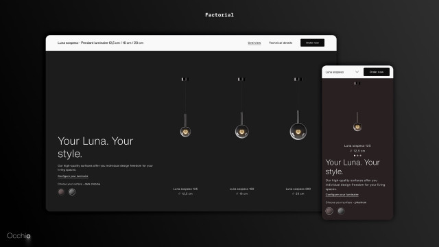 Mockup der Occhio Website, entwickelt von der Factorial GmbH