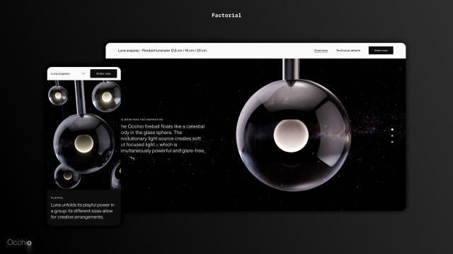 Mockup der Occhio Website, entwickelt von der Factorial GmbH