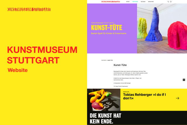 Ansicht der Website des Kunstmuseums Stuttgart, bereitgestellt von der Sinnoptics GmbH