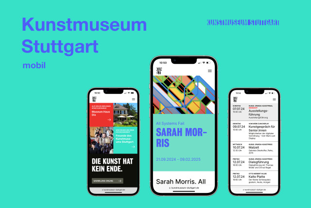 Ansicht der Website des Kunstmuseums Stuttgart, bereitgestellt von der Sinnoptics GmbH
