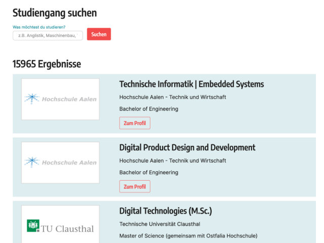Ansicht der Website von Unicum, bereitgestellt durch die Reinblau eG