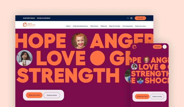 World Cancer Day Website-Ansicht, bereitgestellt durch die 1xINTERNET GmbH