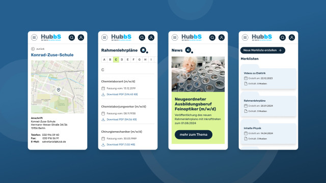 Ansicht der Website HubbS, ein Digitalprojekt, bereitgestellt durch die Keytec GmbH