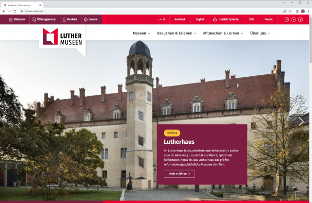 Website der LutherMuseen, bereitgestellt von der Leanlabs GmbH