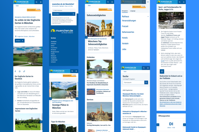 Ansicht der Website des Stadtportals muenchen.de als Mockup
