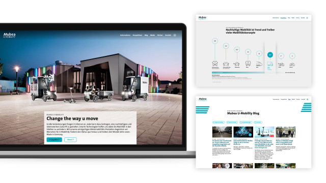 Web-Ansicht der Website von Mubea U-Mobility, bereitgestellt von der Brandcode GmbH