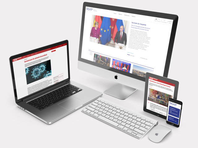 Web-Ansicht der Website für die Deutsche Gesellschaft für Auswärtige Politik, bereitgestellt durch die Gesellschaft zur Entwicklung von Dingen