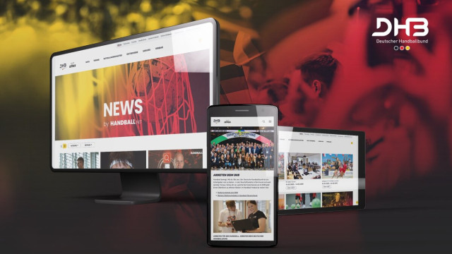 Mockup mit verschiedenen Ansichten der Web-Applikation des Deutschen Handballbunds