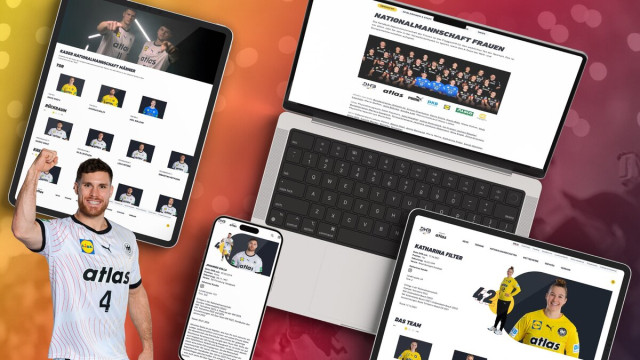 Mockup mit verschiedenen Ansichten der Web-Applikation des Deutschen Handballbunds