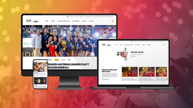 Mockup mit verschiedenen Ansichten der Web-Applikation des Deutschen Handballbunds